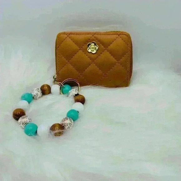 Handbags - Brown  Faux Leather Card Wristlet Wallet